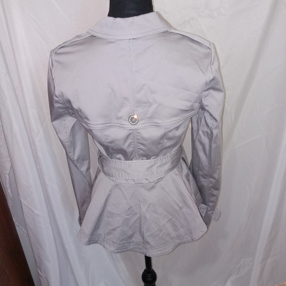 NWT White House Black Market Casual Short Chrome Color Trench Jacket Size 00 - Picture 7 of 16